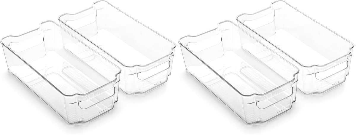 BINO | Stackable Storage Bins, Small - 2 Pack | THE STACKER COLLECTION | Clear Plastic | Built-In Handles | BPA-Free | Containers for Organizing Kitchen Pantry | Multi-Use Organizer