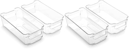BINO | Stackable Storage Bins, Small - 2 Pack | THE STACKER COLLECTION | Clear Plastic | Built-In Handles | BPA-Free | Containers for Organizing Kitchen Pantry | Multi-Use Organizer