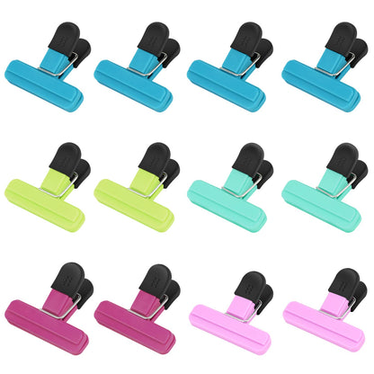 TACGEA Chip Clips, 8 Pack Food Clips, Upgrade Wide Open Bag Clips for Food Storage with Air Tight Seal Grip (4 x L, 4 x S)