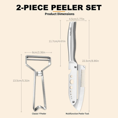 2-Pack Vegetable Peeler Set, Heavy-Duty & Y Peeler, Stainless Steel