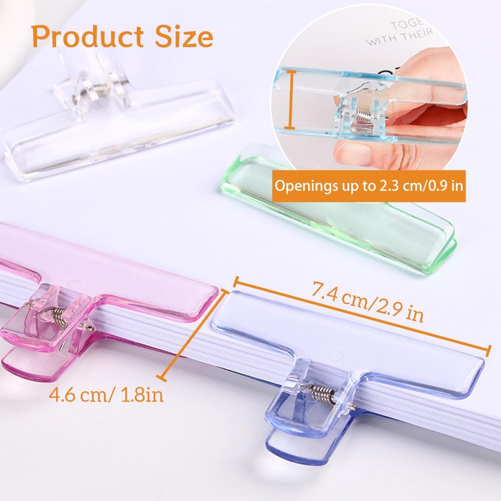 12 PCS Cute Chip Clips, Clear Plastic Clips Bag Clips for Food Sealing