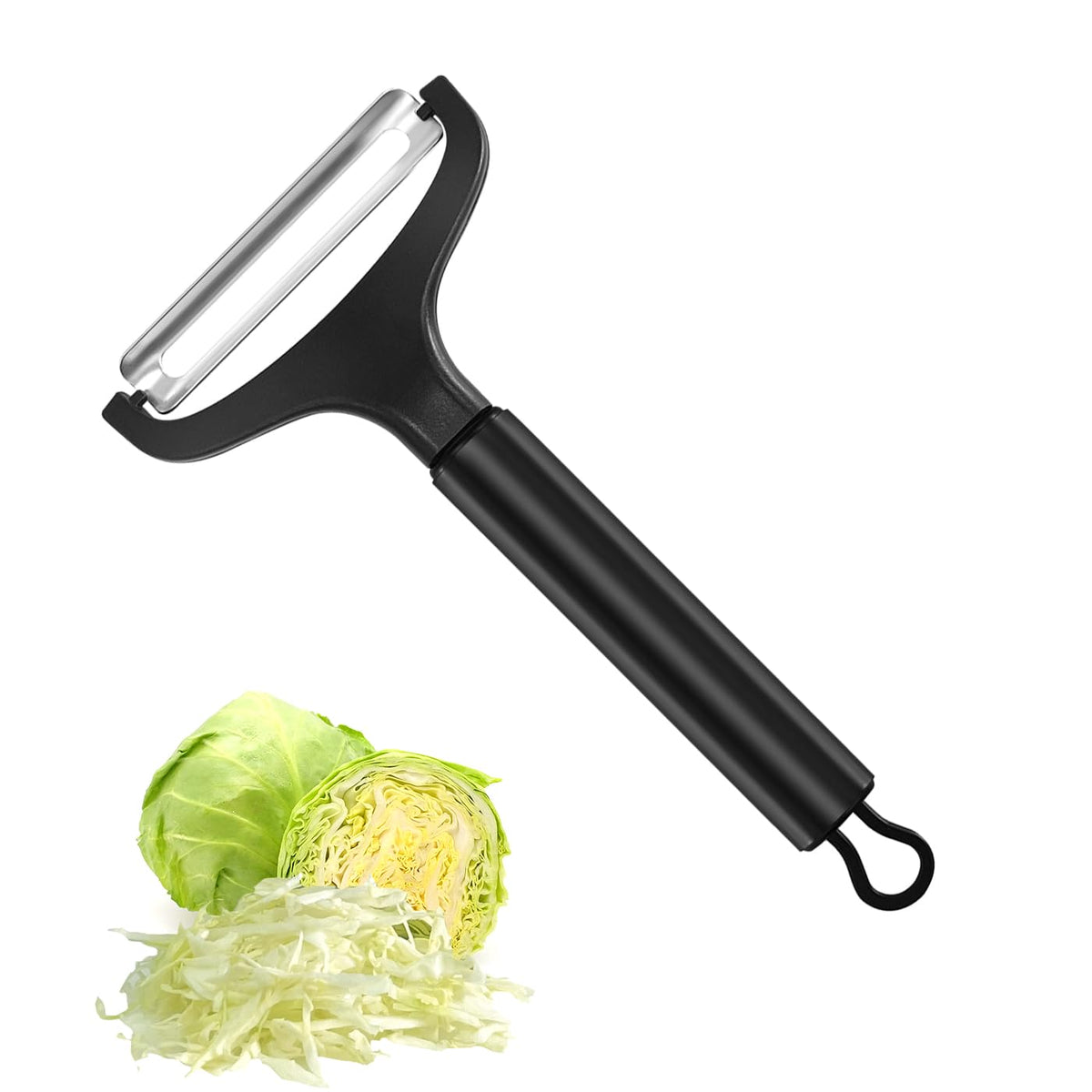 LHS Cabbage Peeler for Kitchen, Wide Mouth Vegetable Peeler, Stainless Steel Fruit Shredder Slicer with Non-Slip Handle and Sharp Blade