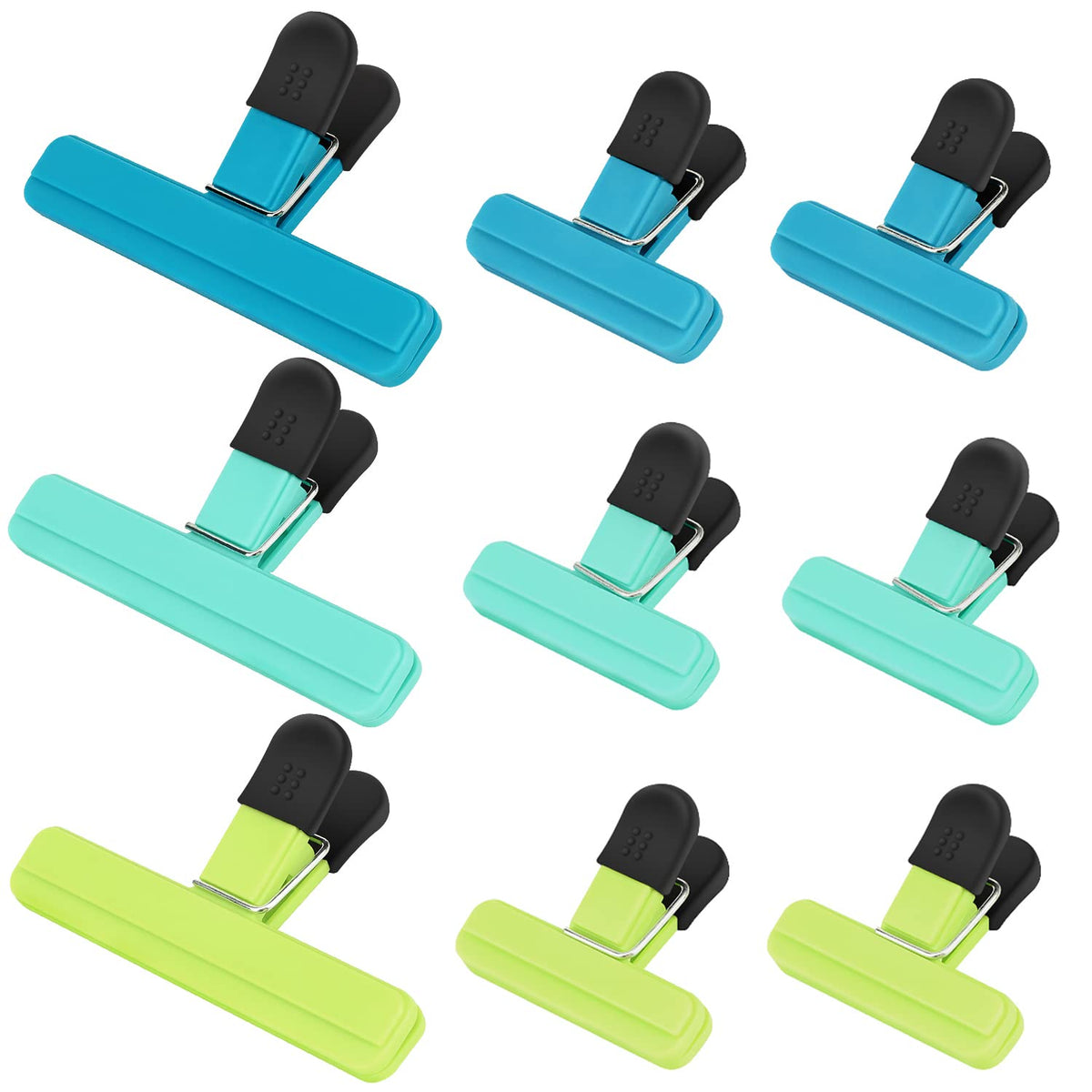 TACGEA Chip Clips, 8 Pack Food Clips, Upgrade Wide Open Bag Clips for Food Storage with Air Tight Seal Grip (4 x L, 4 x S)