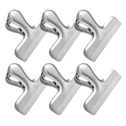 6 Pack Bag Clips, Stainless Steel Chip, Chip Clips Food Clip, Heavy Duty Air Tight Seal Kitchen Clip Snack Food Bag Clamp