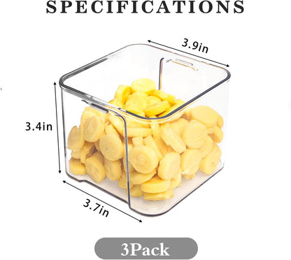 3Pack Fridge Organizer Drawer Divider Cube Pull-Out Bins Clear Food Container Refrigerator Storage box Produce Saver for Pantry Kitchen Cabinet