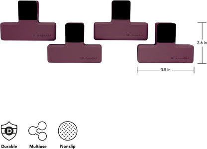 KitchenAid Set of 4 Medium Kitchen Clips with Nonslip Mouth Durable and Versatile Tight Seal Wipe Clean for Chips Snacks and Recipes