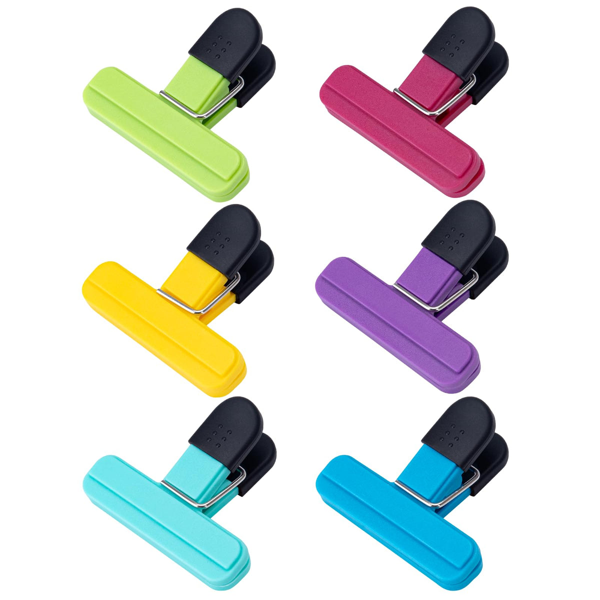 OWLKELA 12 Pcs Chip Clips,3" x 2.5", 6 Colors