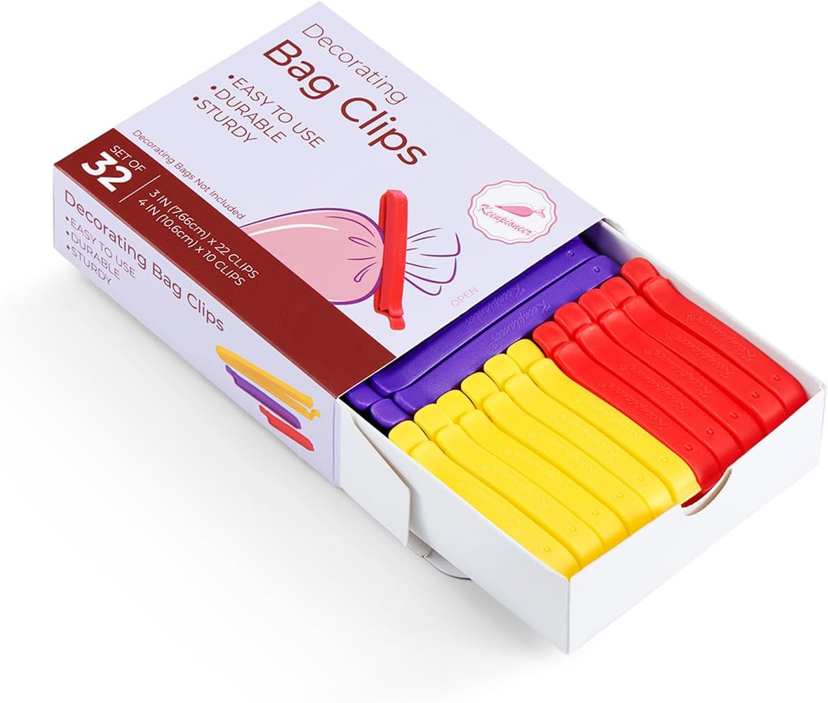 Keenpioneer Piping Bag Sealing Clips 32 Pack 3 inch and 4 inch