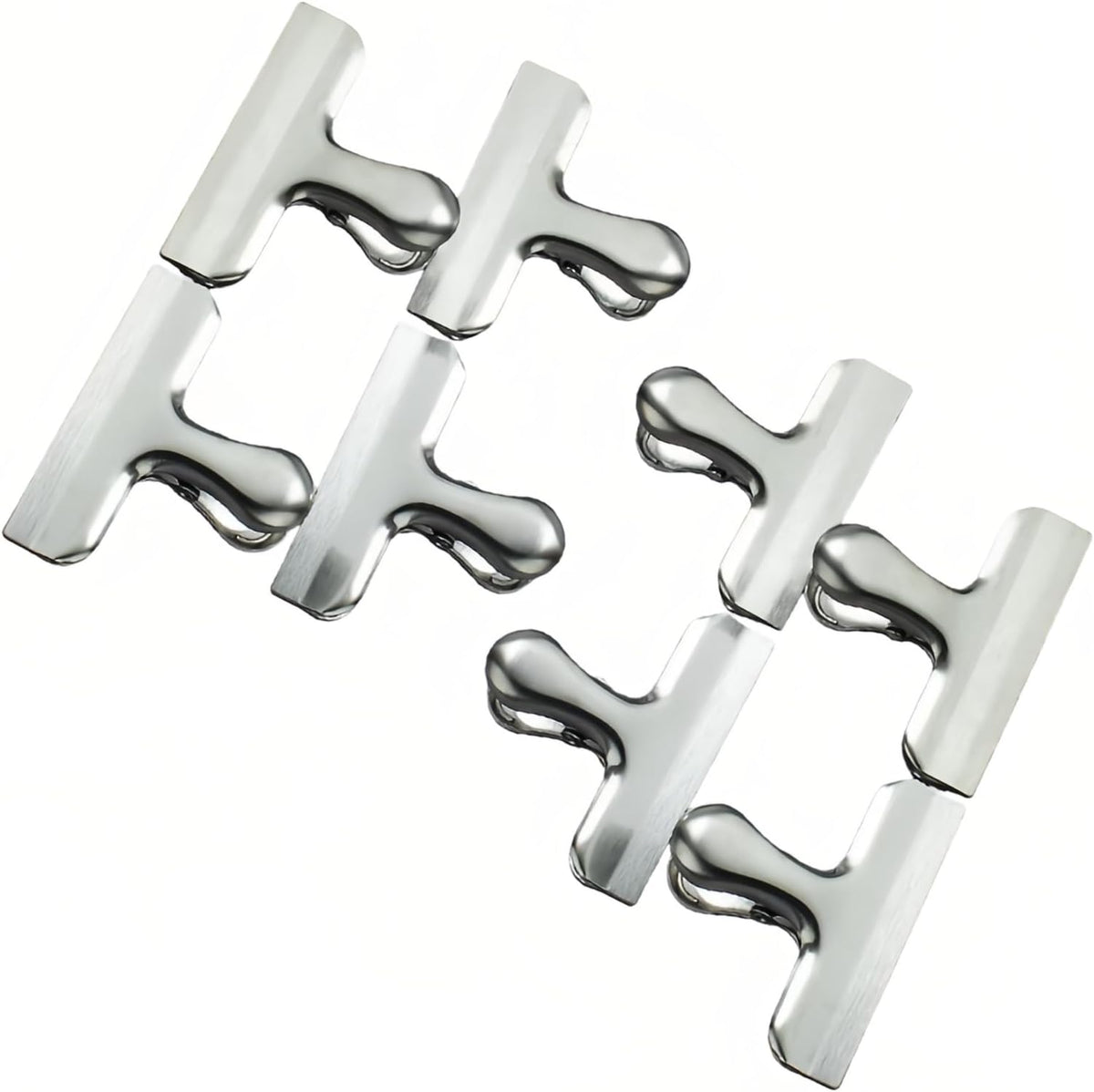 8 Pack Stainless Steel Food Sealing Clips, Heavy Duty Metal Bag Clips for Food Storage, Air Tight Seal Chip for Snack, Coffee, Bread, Kitchen Organization & Office Use(Silver)