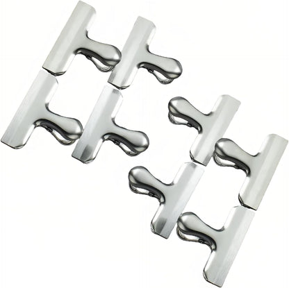 8 Pack Stainless Steel Food Sealing Clips, Heavy Duty Metal Bag Clips for Food Storage, Air Tight Seal Chip for Snack, Coffee, Bread, Kitchen Organization & Office Use(Silver)