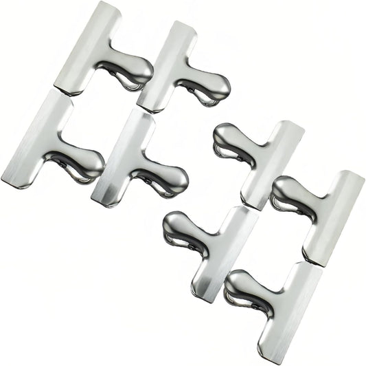 8 Pack Stainless Steel Food Sealing Clips, Heavy Duty Metal Bag Clips for Food Storage, Air Tight Seal Chip for Snack, Coffee, Bread, Kitchen Organization & Office Use(Silver)