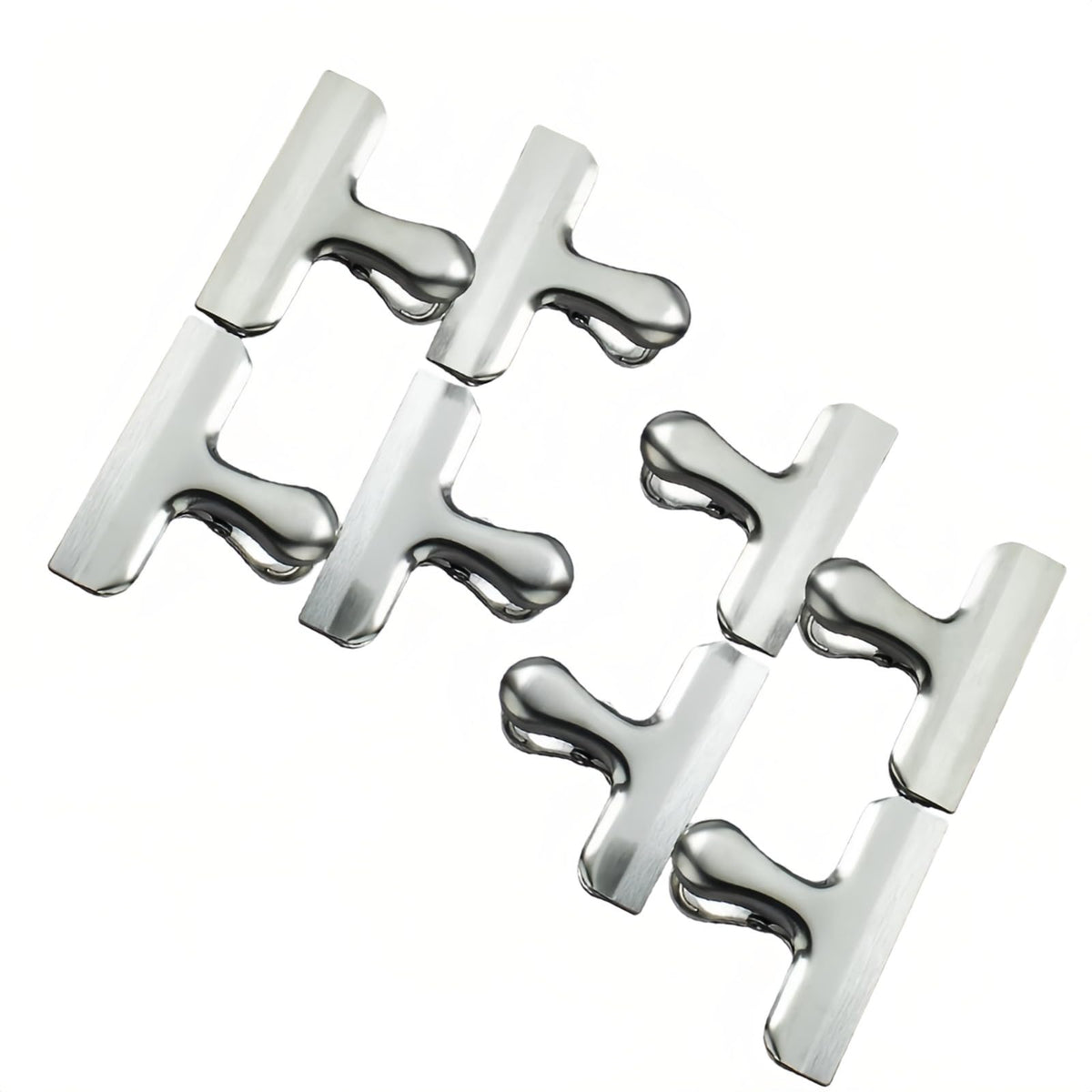 8 Pack Stainless Steel Food Sealing Clips, Heavy Duty Metal Bag Clips for Food Storage, Air Tight Seal Chip for Snack, Coffee, Bread, Kitchen Organization & Office Use(Silver)
