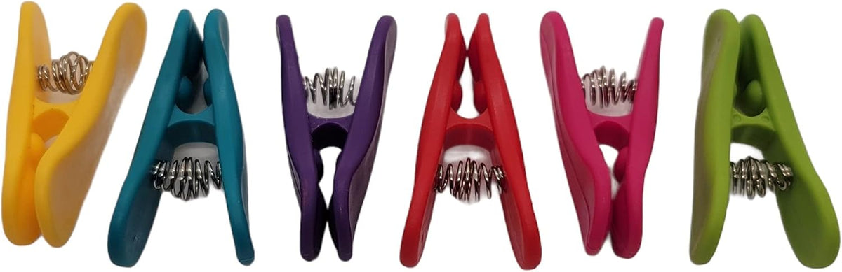 Handy Housewares 6-Piece Colorful Snack Bag Clips Set - Multi-Purpose for Chips, Craft Bags, and More
