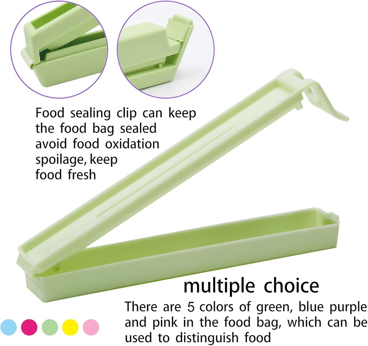 Zhtuck 40PCS Sealing Clips - Large Size Food Clips for Food Storage - Kitchen and Home (4.3in x 20, 2.4in x20)