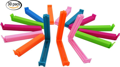 JSSHI 30 PCS Plastic Food Sealing Holder Clips Fresh-Keeping Bag Clips Sealer For Kitchen Food and Snack Bag (4 Inch)