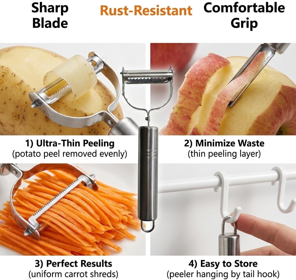 2PCS Multifunctional Julienne Vegetable Peeler for Potato Carrot