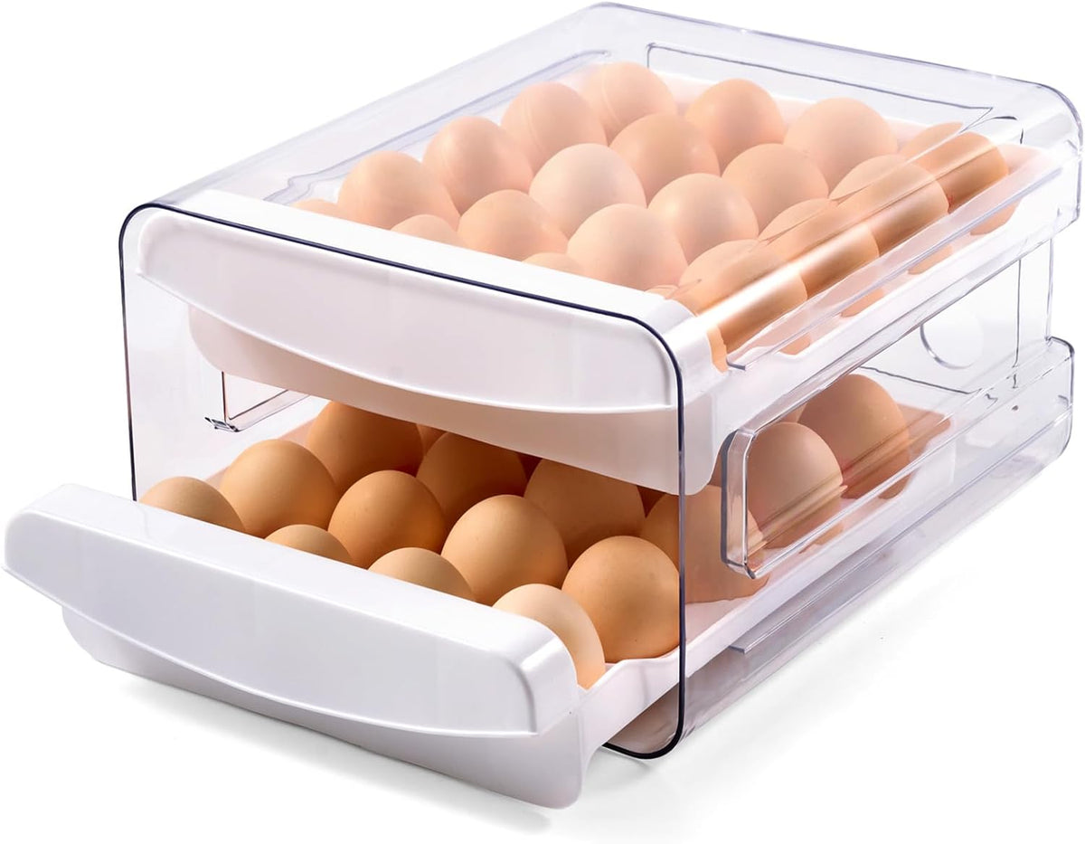 Luckore 2 Tier Egg Holder for Fridge Container for 40 Eggs with Drawer