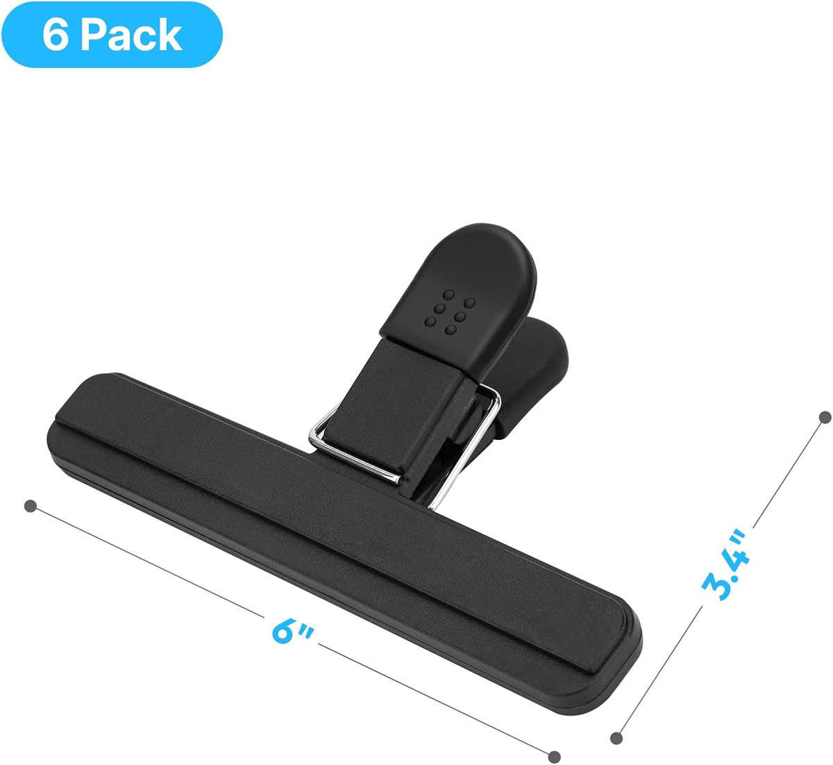 OWLKELA 6 Pcs Chip Clips,6 inch x 3.4 inch, Black