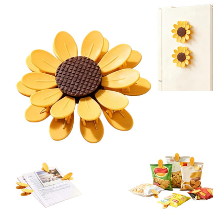Sunflower-Shaped Magnetic Chip Clips, Petal Style Bag Clips