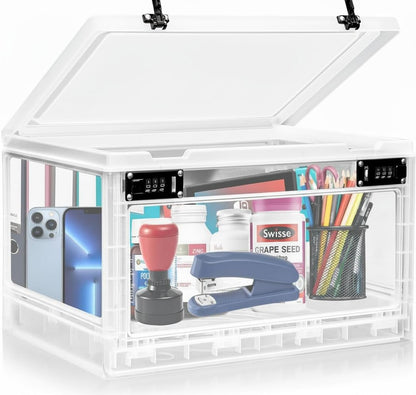 Large Medicine Lock Box, Personal Items Lockable Container for Phone/Tablet, Refrigerator Locking Storage Bin for Snack/Food, Childproof First AID Locked Cabinet