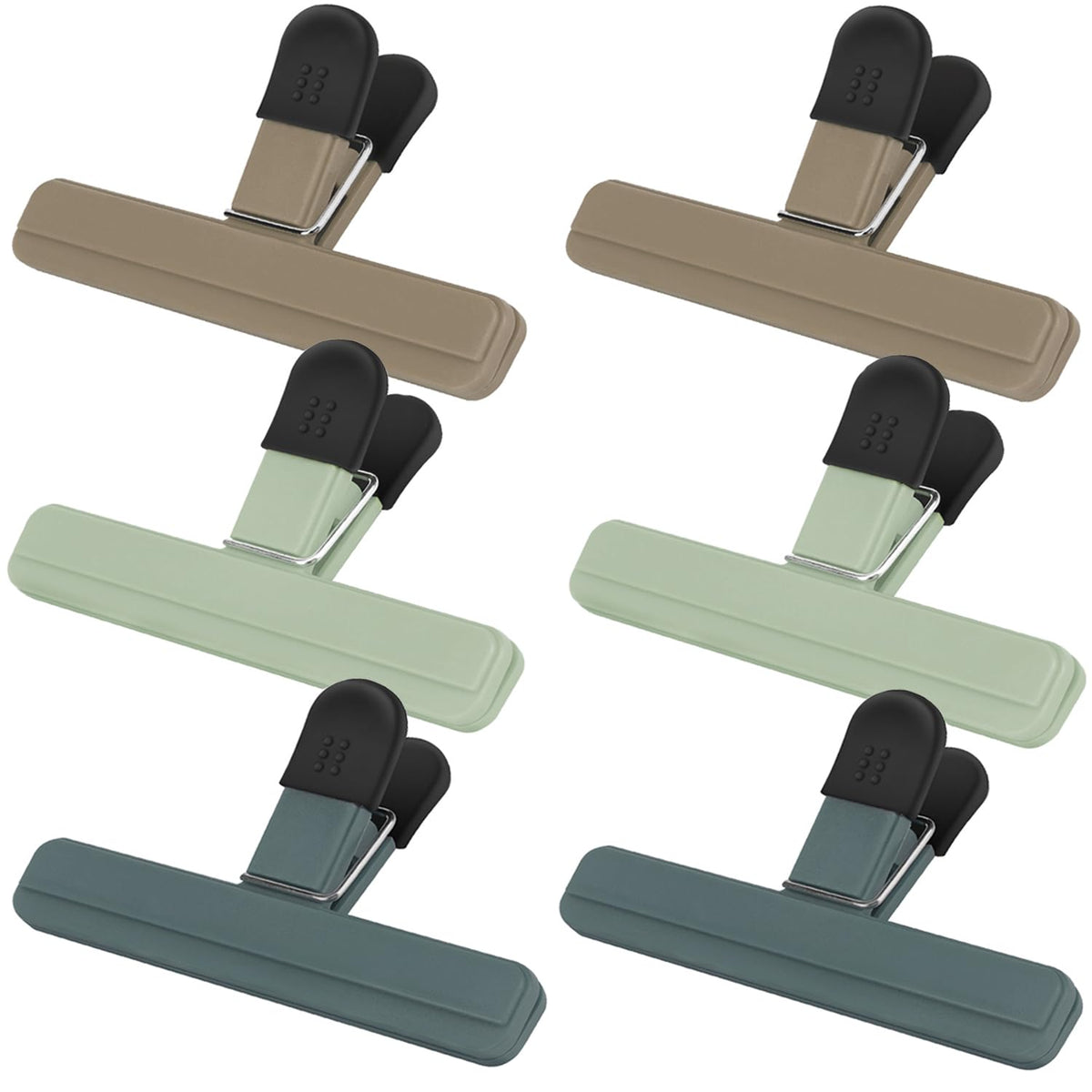TACGEA Large Chip Clips, 6 Pack Upgrade Wide Open Bag Clips for Food Storage with Air Tight Seal Grip, Neutral Color