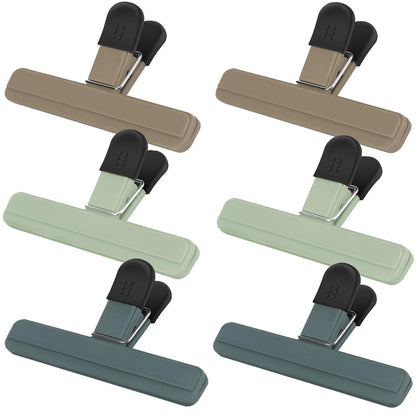 TACGEA Large Chip Clips, 6 Pack Upgrade Wide Open Bag Clips for Food Storage with Air Tight Seal Grip, Neutral Color