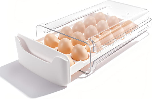 Egg-Holder for Fridge, Fits Small to Large Eggs, White