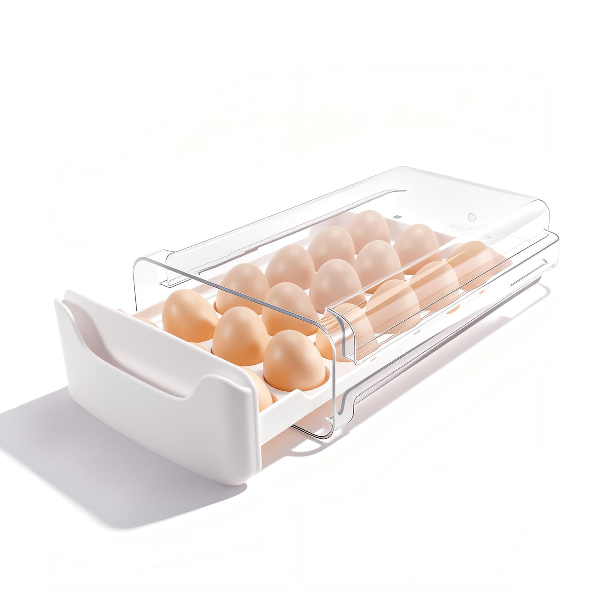 Egg-Holder for Fridge, Fits Small to Large Eggs, White