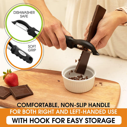 Spring Chef Swivel Vegetable Peeler with Soft Grip Handle, Set of 2, Black