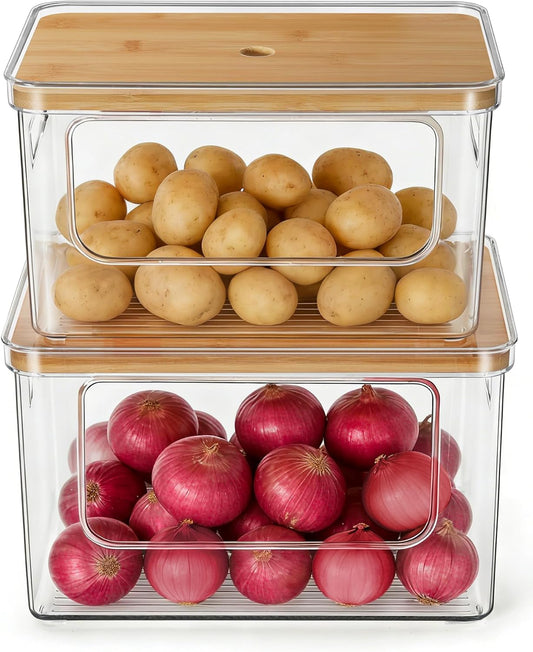 Hudgan Potato and Onion Storage Bin for Pantry Organizer, Veggie Container