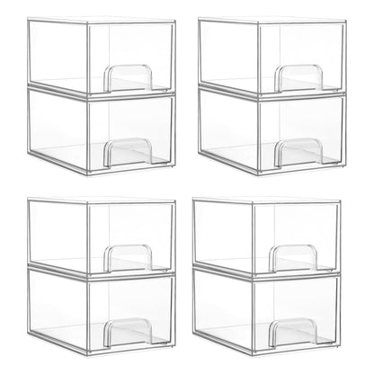 Vtopmart 4 Pack Small Clear Stackable Storage Drawers, Fits Narrow Spaces