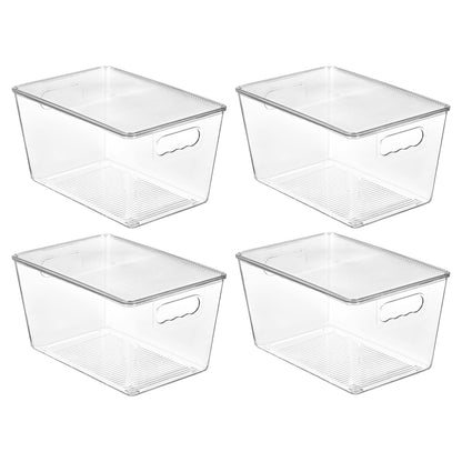 Vtopmart 4 Pack Clear Stackable Storage Bins with Lids and Handles, Large