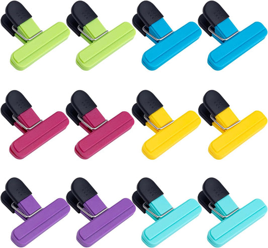 OWLKELA 12 Pcs Chip Clips,3" x 2.5", 6 Colors