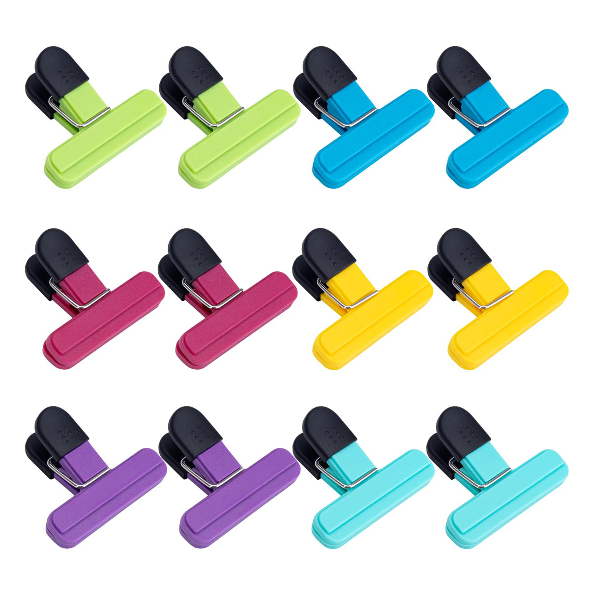 OWLKELA 12 Pcs Chip Clips,3" x 2.5", 6 Colors