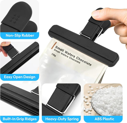 OWLKELA 6 Pcs Chip Clips,6 inch x 3.4 inch, Black