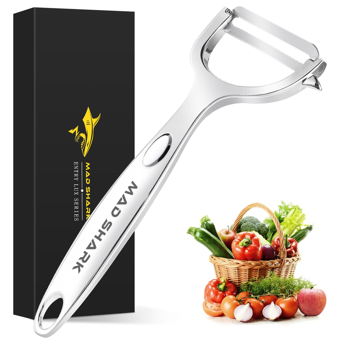 MAD SHARK Vegetable Peeler,Ultra Sharp Y Serrated Blade Peelers for Kitchen