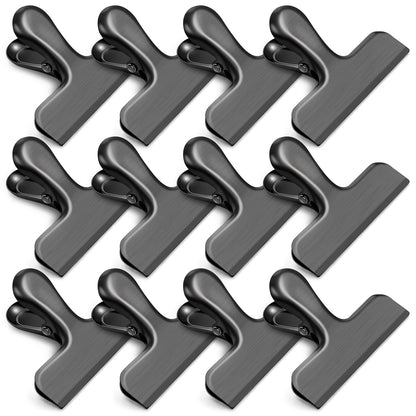 12 Pack Chip Clips, Stainless Steel Bag Clips & Food Clip, Heavy Duty Bag Clip for Food Storage, Air Tight Seal Perfect for Kitchen and Office Usage (Silver)