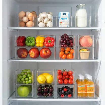 Hudgan 4 Clear Pantry Organizer Bins for Kitchen Drawer, Refrigerator