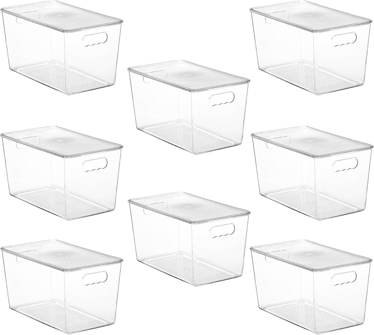 Vtopmart 8 Pack Clear Stackable Storage Bins with Lids and Handles, XLarge
