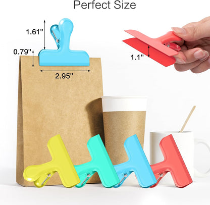 Chip Bag Clips, 12 Pack Heavy Duty Chip Clips & Food Clip, Air Tight Seal Bag Clip for Kitchen and Office to Seal Coffee Bags, Paper Sheets (Multi-Color)