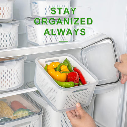 4 PCS Fruit Storage Containers for Fridge, Leakproof Produce Containers