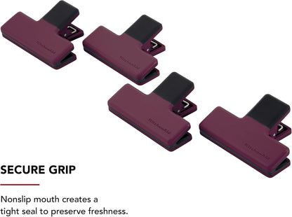 KitchenAid Set of 4 Medium Kitchen Clips with Nonslip Mouth Durable and Versatile Tight Seal Wipe Clean for Chips Snacks and Recipes