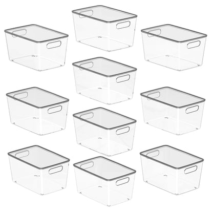 8 Pack Clear Stackable Storage Bins with Lids and Handles, XLarge