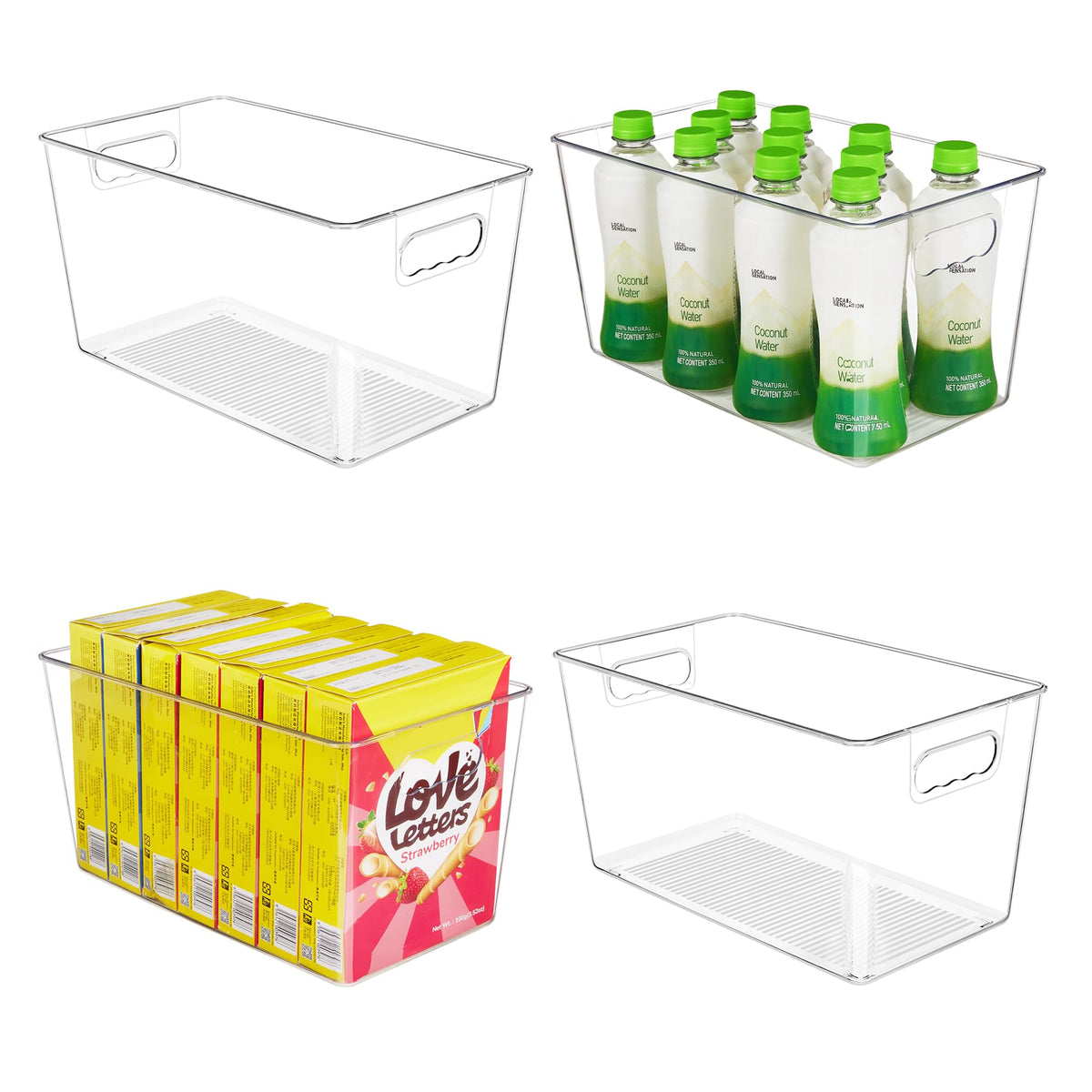 YIHONG Clear Pantry Storage Organizer Bins, 10 Pack Plastic Food Storage Bins with Handle for Kitchen,Refrigerator, Freezer,Cabinet Organization and Storage