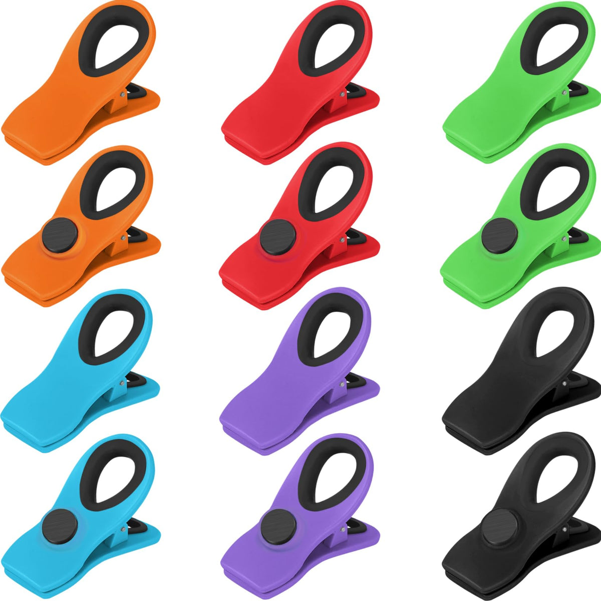 12 Pack Chip Clips, Bag Clips for Food, Magnetic Sealers for Chips and Other Food, Plastic Bag Clip for Kitchen, Fridge, Clothes, Sewing and Artwork (Purple)