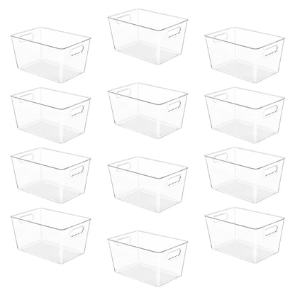 YIHONG Clear Pantry Storage Organizer Bins, 10 Pack Plastic Food Storage Bins with Handle for Kitchen,Refrigerator, Freezer,Cabinet Organization and Storage