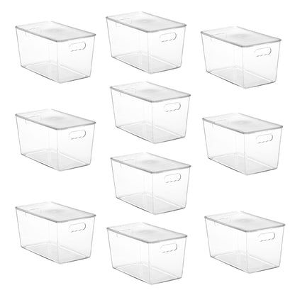 Vtopmart 6 Pack Clear Stackable Storage Bins with Lids and Handles, Medium