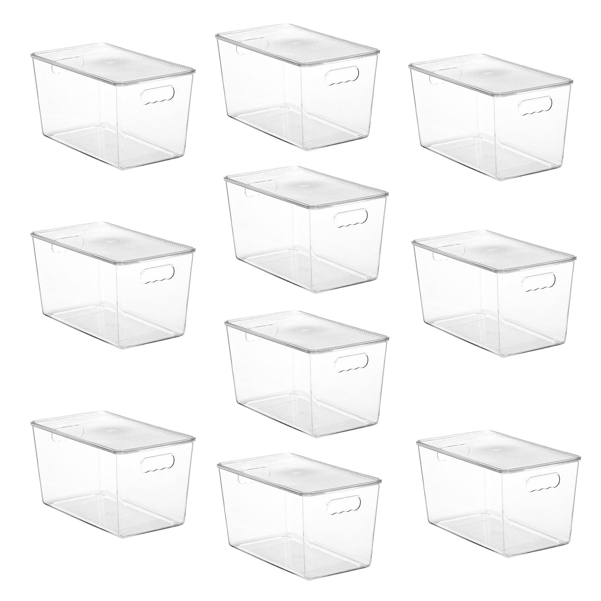 Vtopmart 4 Pack Clear Stackable Storage Bins with Lids and Handles, Large