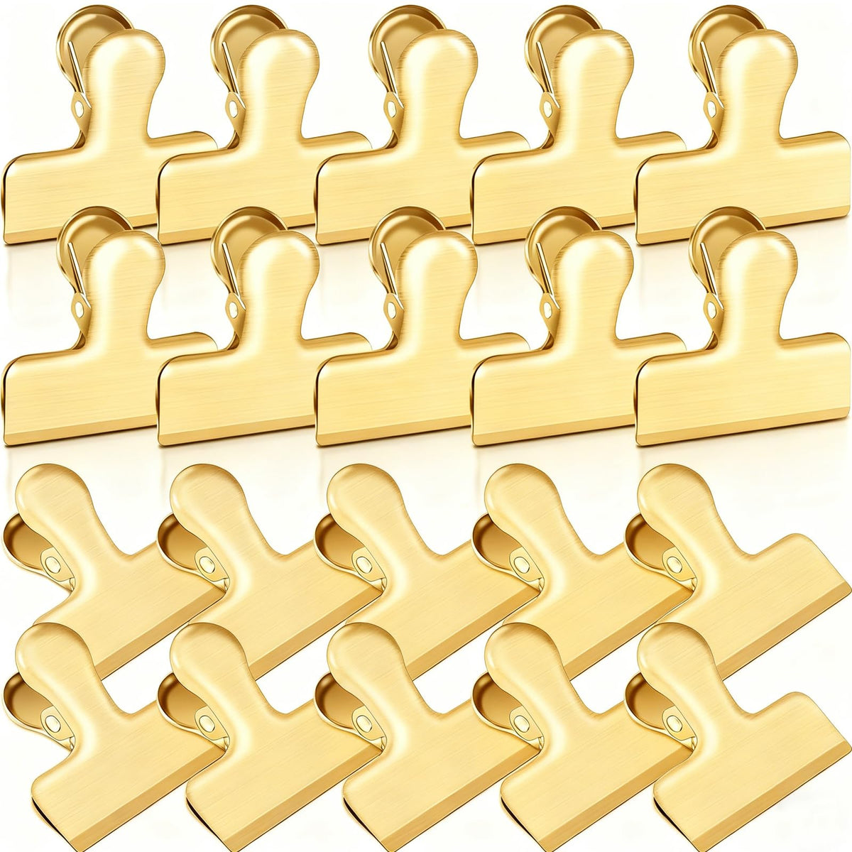 Bag Clips, 10 Pack Stainless Steel Chip Clips for Food, Food Clips Heavy Duty Clamp Clips Kitchen Clips Snack Clips for Office Kitchen Home, Gold