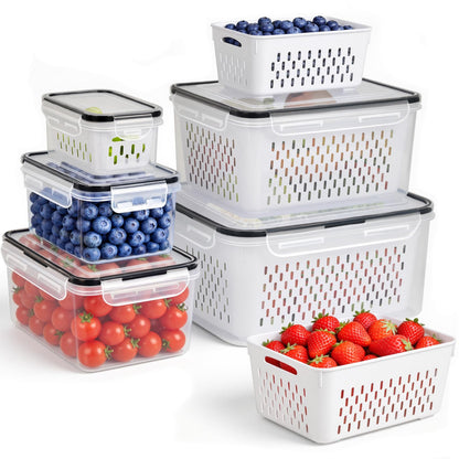 4 PCS Fruit Storage Containers for Fridge, Leakproof Produce Containers
